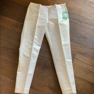 NWT Lilly Pulitzer Metallic Scallop Jacquard Pants
